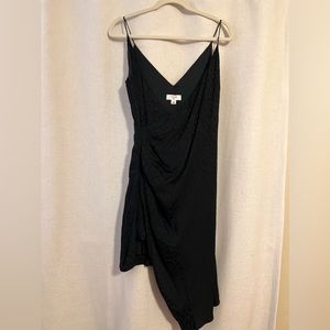 Black satin mini dress